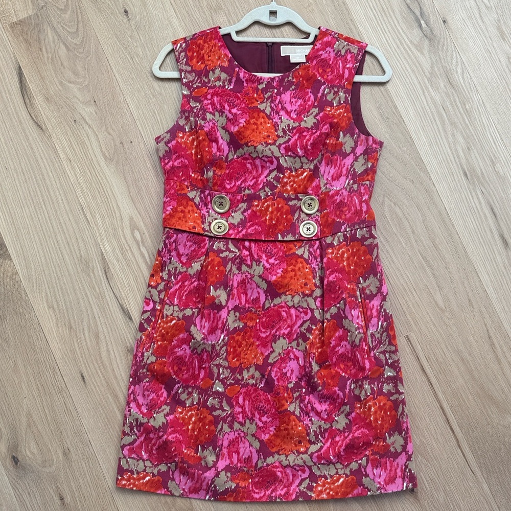 Michael Kors size 8 women’s Floral Sleeveless Dress with pockets - Pink & Orange